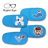 Astropic 4Pcs Eye Patches for Kids Girls Boys Eye Patch for Glasses Medical Patches for Adults Children with Lazy Eye Amblyopia Strabismus and After Eye Surgery (Right Eye, Blue)