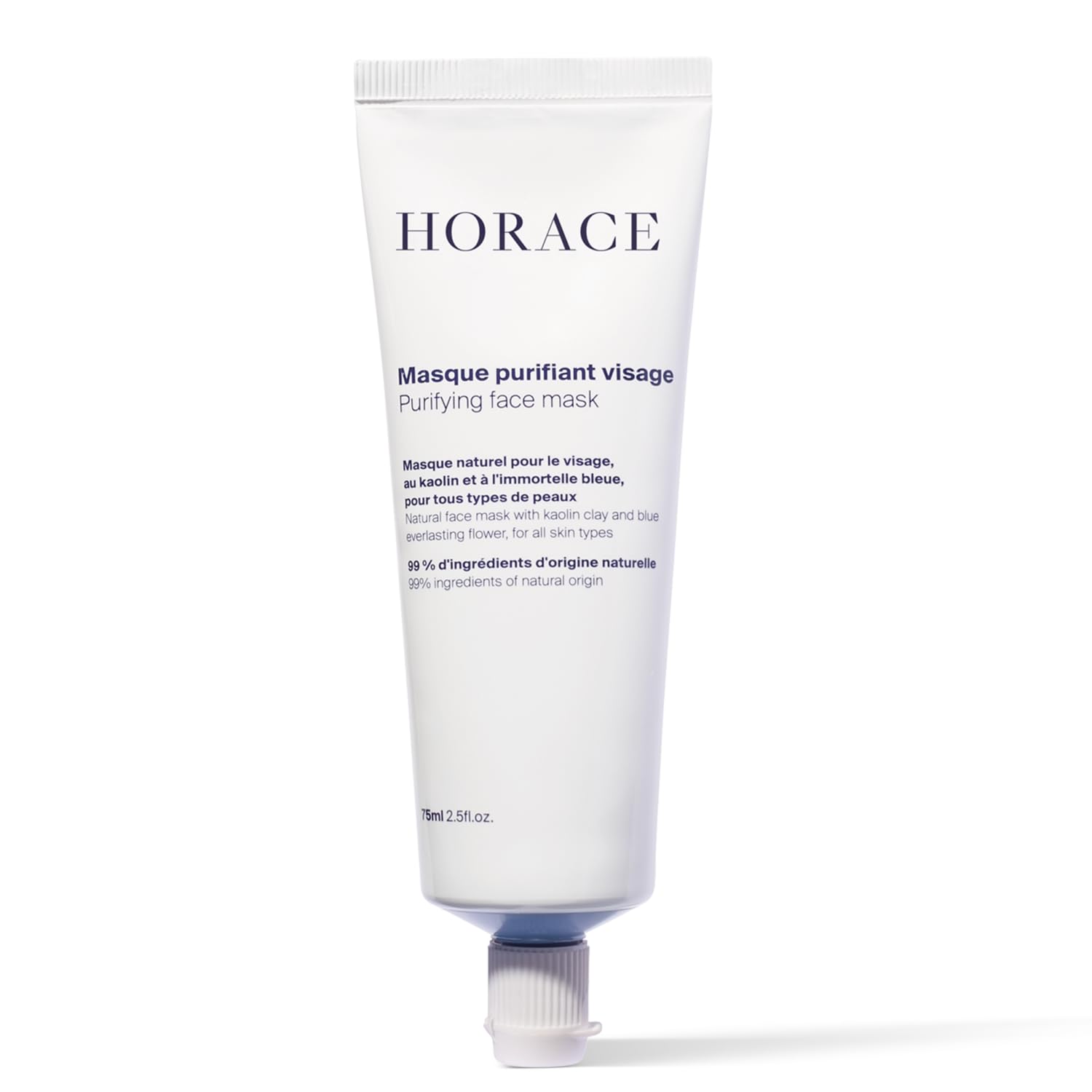 HORACE Purifying Face Mask for Men - 75 ml,Facial Deep Cleanse with Kaolin Clay and Blue Everlasting Flower - Pore Refining Skincare for All Skin Types