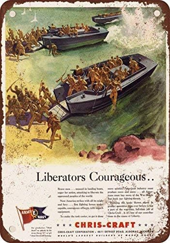 DOGT 1942 Chris-Craft Military Boats Vintage Look Reproduction Metal Tin Sign 7.8X11.8 INCH