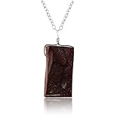 CRYSTALINES Raw Red Jasper Stone Pendant Necklace, Natural Gemstone Dainty Necklace, Silver Plated Chain, Handmade Bohemian Jewelry, Rough Healing Crystals, Gift for Women (Size-16+2INCH)
