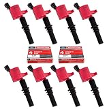 Set of 8 Motorcraft SP515 SP546 Spark Plugs and Red Straight Boot Ignition Coils DG511 for Ford Lincoln Mercury V8 V10 4.6l 5.4l 6.8l Compatible with 3L3E12A366CA 5C1584 C1541 FD-508 DG511 RED DG-511
