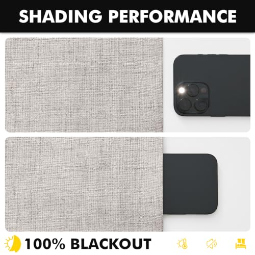 MIULEE 100% Blackout Linen Curtains for Bedroom, Ivory Solid Luxury Decor Thermal Insulation Room Darkening Drapes for Living Room Back Tab Rod Pocket 42 x 84 Inches, 2 Panels