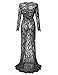 Saslax Women's Deep V-Neck Long Sleeve Lace See-through Wedding Maxi Dress,Black,Small