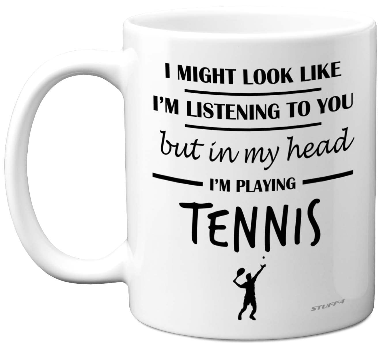 Stuff4 Tennis Gifts for Women Men - in My Head I'm Playing Tennis Mug - Funny Gifts for Players, Lover Presents, 11oz Ceramic Dishwasher Safe Premium Mugs Novelty Cup — image 1