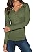 Ybenlow Women's Long Sleeve Button Up Stretchy Ribbed Henley Tee Shirt Top