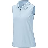 BGOWATU Women's Sleeveless Golf Polo Shirts 1/4 Zip Tennis Tank Tops with Collar UV Protection Quick Dry