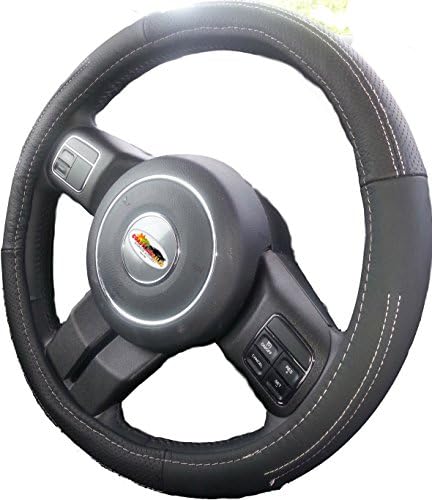 Honda Civic Genuine Leather Steering Wheel Cover, Black with White Stitching