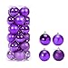 Xmas Balls, Plastic Christmas Baubles Tree Ornaments 24 Pack (Purple)
