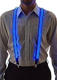 Neon Nightlife Men's Light Up LED Suspenders, Stripe, Extra Bright, One Size, Blue
