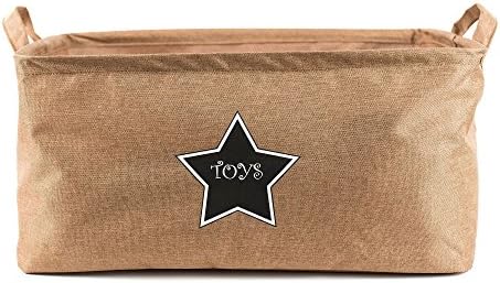 Minime Jute Storage Basket Bin, Foldable Jute Basket with Handles for Easy Carrying, 17" LONG x 13" WIDE x 10" HIGH Jute Organizer for Baby Toys, Kids, Toys, Baby and Kids Clothing