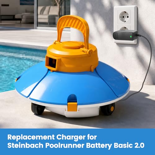 12.6 V Vacuum Cleaner Charger for Pool Cleaners, Robotic Pool Charger, Compatible with Steinbach Poolrunner Battery Basic 2.0, with 2 m Charging Cable
