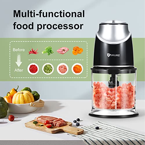 Small Food Processor,IMURZ Mini Food Chopper Electric, Meat grinder Blender(Table Blender