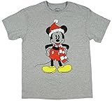 Mens Mickey Mouse Tee Shirt Santa Disney Christmas Gray