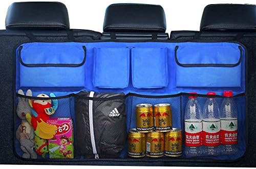 OFDGDBN Car Trunk Storage Bag, Large Capacity Storage Bag with Net Pocket, Rear Seat Bag, Sundries Storage Bag, Multi-Pocket Travel Storage Bag, 89.6 * 26 * 46cm