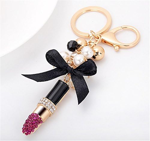 Creative Lipstick Fashion Keychains Car Key Rings Accessories Women Bag Charm Pendant Trinket Rose2