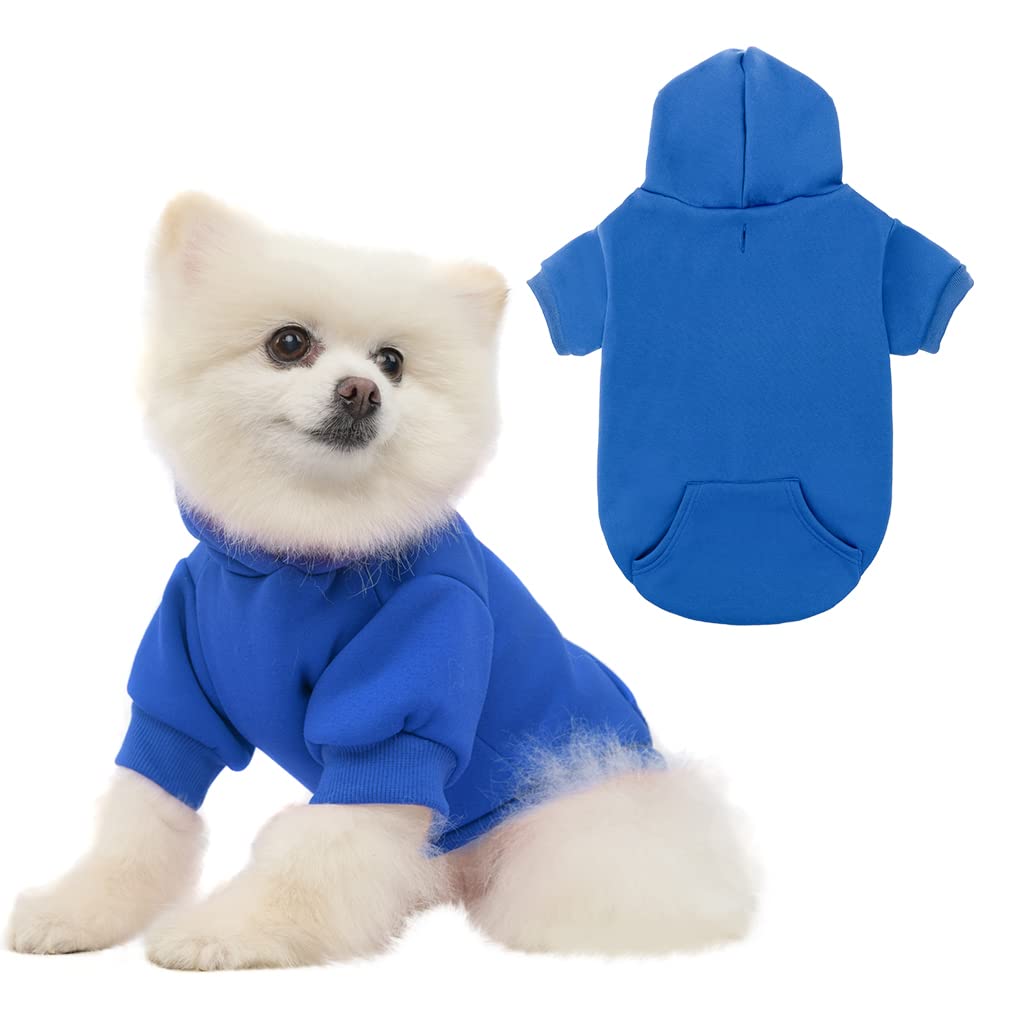 KOOLTAIL Soft and Warm Dog Hoodie - Blue Mincluding Pocket, Leash Hole, Perfect for Small, Medium, Large Dogs & Puppies