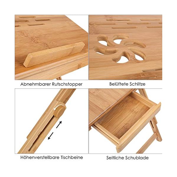 Homfa-Bamboo-Laptop-Table-Adjustable-Folding-Radiating-Table-5-Level-Bed-Tray-with-Drawer Homfa Bamboo Laptop Table Adjustable Folding Radiating Table 5 Level Bed Tray with Drawer