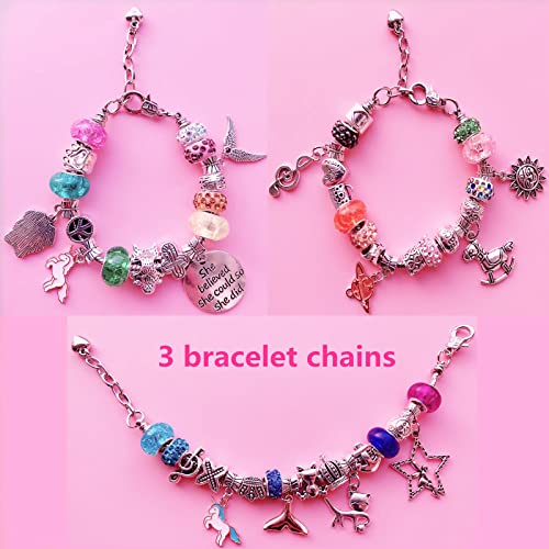 Joojus Bracelet Making Craft Kit for Girls Jewelry Gift Idea for Teen Girls, Charm Bracelets Kit with Beads, Jewelry Pendant Charms, Bracelets Necklace String for DIY Bracelets Craft Necklace Making