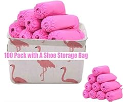 Shoe Covers Disposable Non Slip Heavy Duty Shoe Protectors Cover Foot Booties Coverings for Indoors Outdoor (Pink,100 Pack)