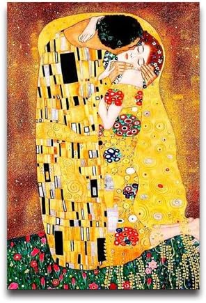 Poster Hmbrothers Stylish Art Print Famouspaint Gustav Klimt The Kiss Pattern Print Wall Decorative Wall Poster 20-Inch By 30-Inch
