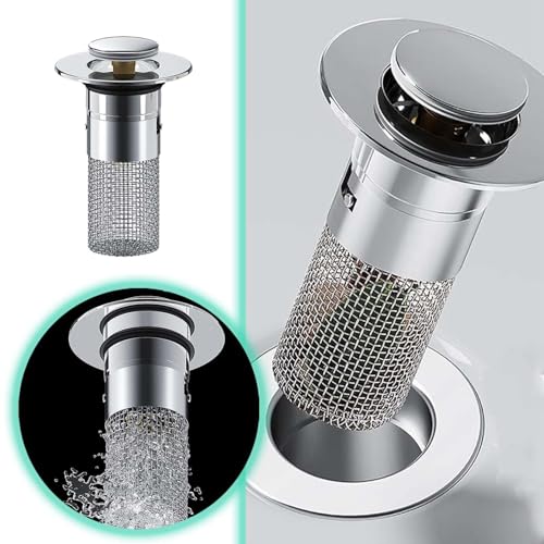 Upgraded Kitchen Sink Plug Strainer, Shower Drain Hair Catchers, Stainless Steel Sink Filter,Bathroom Sink Stopper, Hair Catcher, For Kitchen Sink,Bathroom,Bathtub,Wash Basin,External Diameter 6cm (A)