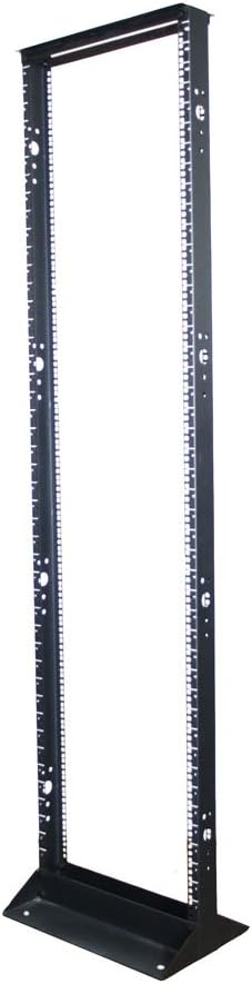 Quest Manufacturing 2-Post Open Frame Steel Floor Rack, 45 Unit, 7' x 19", Black (FR1907-45-02S)