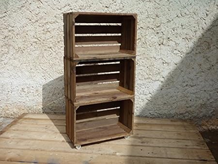 ESTANTERIA Cajas DE Madera con Ruedas Tipo Fruta: Amazon.es: Hogar