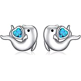 925 Sterling Silver Animal Stud Earrings for Women Girls Panda/Narwhal/Airplane/Piggy/Frog/Dinosaur/Bunny/Dolphin Earrings Jewelry Birthday Christmas Pet Fans Gifts