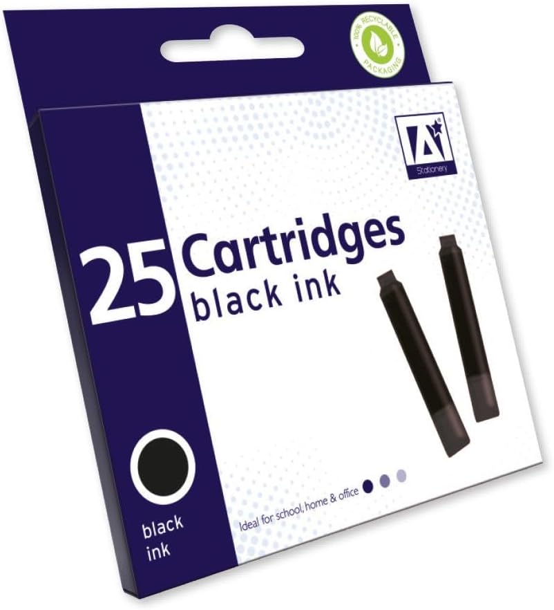 Anker International 25 Standard Universal Black Fountain Pen Ink Cartridges