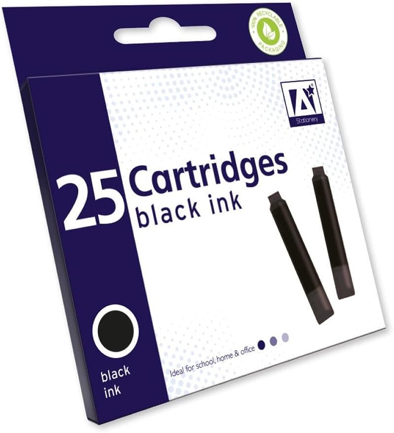 Anker International 25 Standard Universal Black Fountain Pen Ink Cartridges