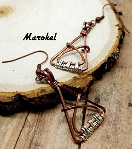 Triangle Crossover Earrings Copper Square Vintaj Wire Wrapped Small