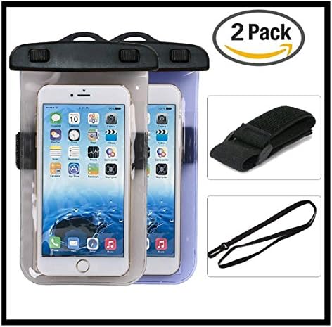 Dsoso waterproof case Cell Phone Dry Bag with Armband for Apple iPhone 6S 6,6S Plus, SE 5S 7, Samsung Galaxy , HTC LG Sony Nokia Motorola Fits Screens up to 5.5" Diagonal Pack of 2 ( Black Blue )