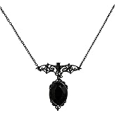 wsycoo Bat Necklace for Women Halloween Necklace Vintage Gothic Bat Necklaces Crystal Glass Cameo Pendant Necklaces Mystic Witch Costume Accessories Halloween Jewelry Gifts for Women