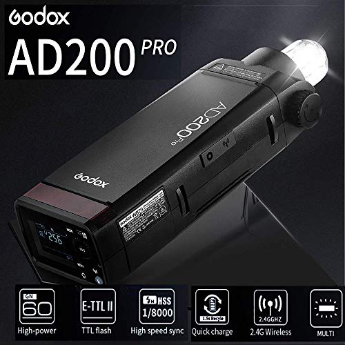 Godox AD200Pro AD200 Pro TTL Flash de Studio 200Ws 2.4G HSS 1/8000s Flash Double Tête avec Batterie Lithium Haute Performance Compatible for Nikon Canon Sony Fuji Olympus Panasonic Pentax Caméra - Image 2