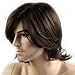 GOOACTION Male Fashion Short Dark Brown Slight Curly Natural Wig with Bangs Business Men Style Daily Synthetic Hair Wigs