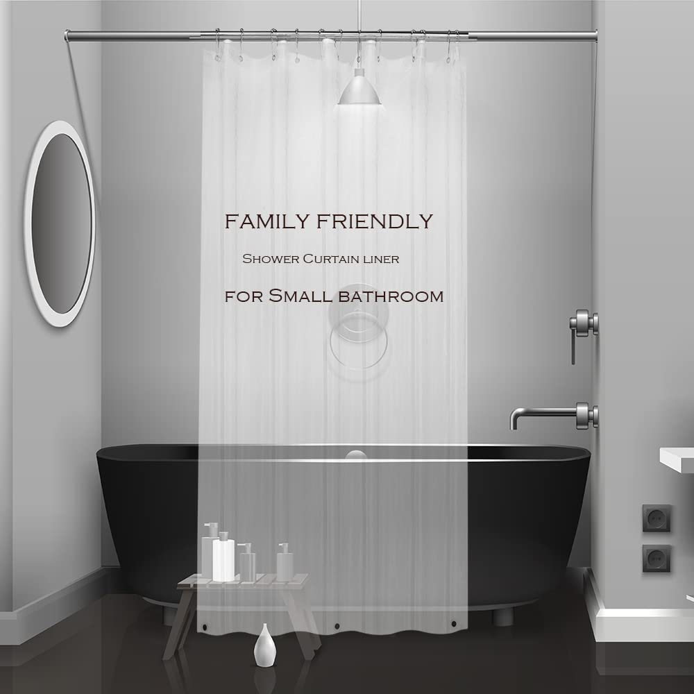 Photo 1 of Eazzier Bath Small Clear Plastic Shower Curtain Liner, 36x72 Inch Thin Lightweight Transparent Plastic Bathroom Shower Showroom Inner Curtain with Rustproof Metal Grommet Holes, Weighted Magnets