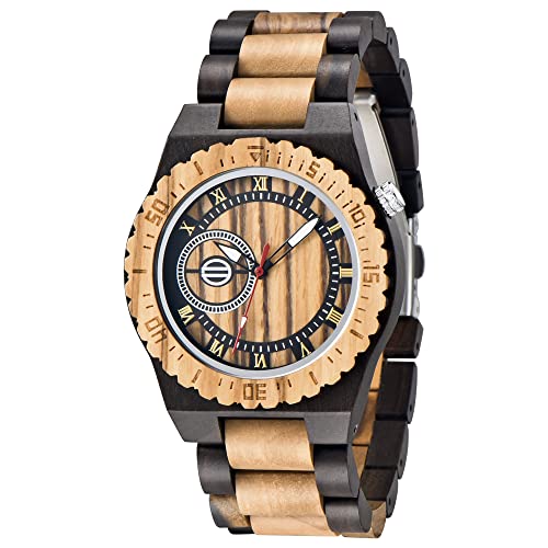BOSIN Inverted Geometric Wood Watch Creative Quartz Watch for Men Hand-Made Wooden Watches, Q1082,