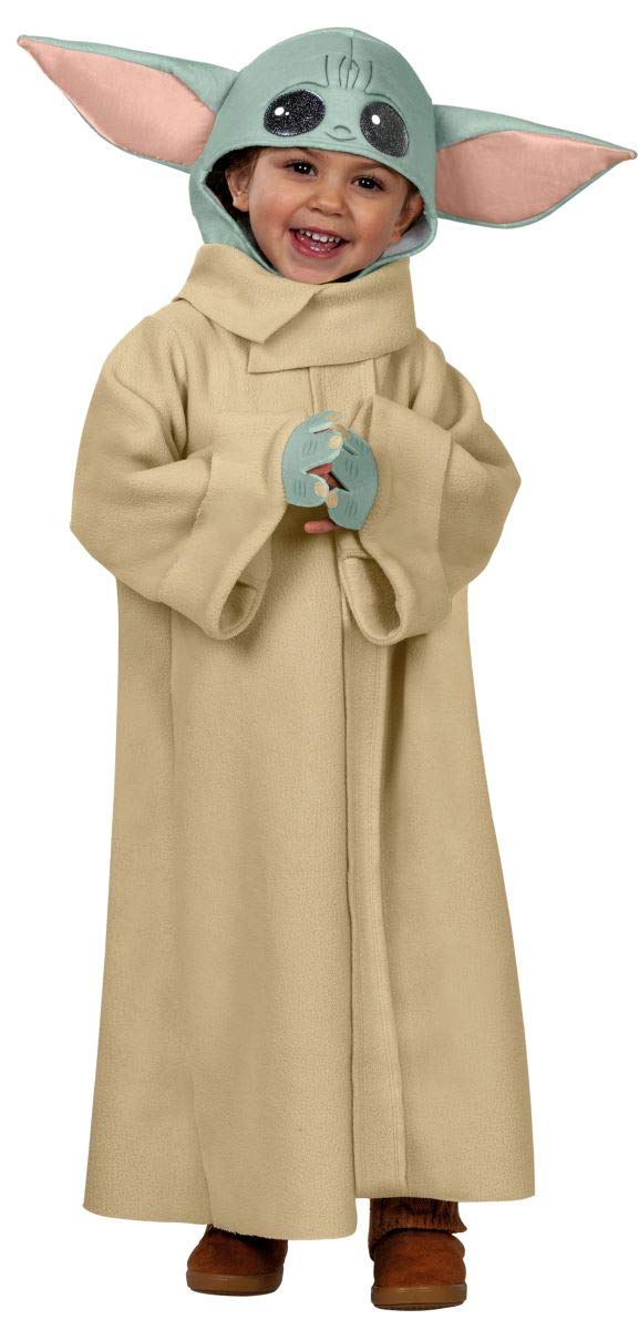 RUBIE'S – Official Star Wars Baby Yoda Costume – Size 3-4 Years – Costume for Children with Long Fleece Coat, Foam Hands and Hood with Padded Ears