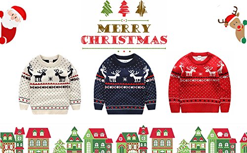 BESTERY Childrens Cotton Christmas Sweater Pullover Outfit Jumper for Christmas Party Photograph Best Gift (4T Navy) - Thumbnail 5