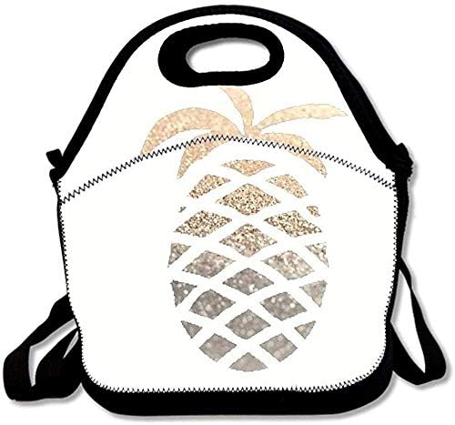 Shicongtai Insulated Lunch Bag Tote Reusable Waterproof School Picnic Carrying Gourmet Lunchbox Container Organizer for Women, Men, Adults, Kids, Girls and Boys - Rose Gold Pineapple Pattern