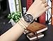 Top Plaza Fashion Women's Analog Watch, PU Leather Band Rose Gold Tone, Black