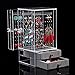 Biutee Acrylic Jewelry Boxs for Women Earrings Holder Jewelry Organizer Necklace & Bracelet Hanger Display Stand Clear Storage Case Decor Gifts for Girls