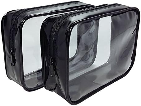 2-Pack TSA Approved Airline Compliant Carry On Travel Toiletry Clear Zipper Plastic Small Bag For Liquid Bottles Airplane Flight Backpack Luggage Men Women