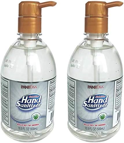 Panrosa (Alcohol-Free) Hand Sanitizer Gel with Pump, Wash-less Hand Soap Gel, Hydrating Hand Sanitizer Soothing Gel, Non-irritating 16.9 Fl.oz (2 x Bottles)