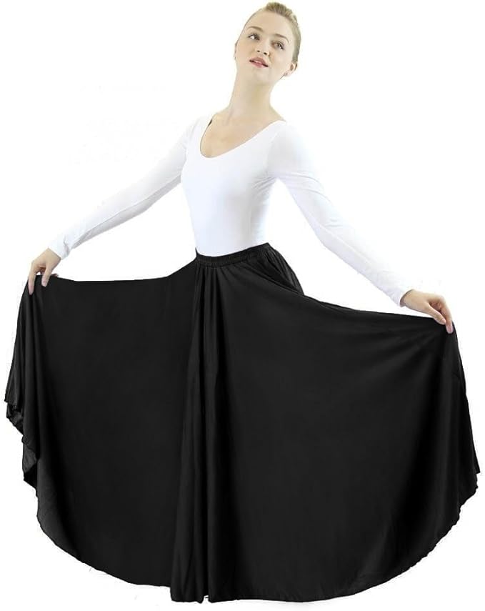 Buy Danzcue Womens Long Full Circle Dance Skirt, Black, SM at Amazon.in
