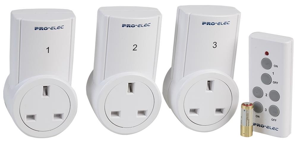 PRO ELEC PEL00551 Remote Control Socket, 3 Pack,White