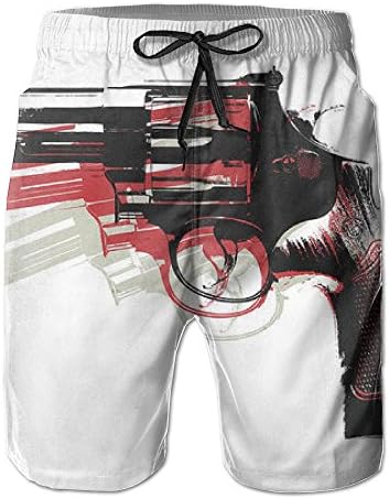 YUQPR Machine Gun On White Hunting Surfing Shorts Funny Designer Summer Short