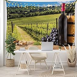 Ambesonne Winery Tapestry, Red Wine Bottles with
