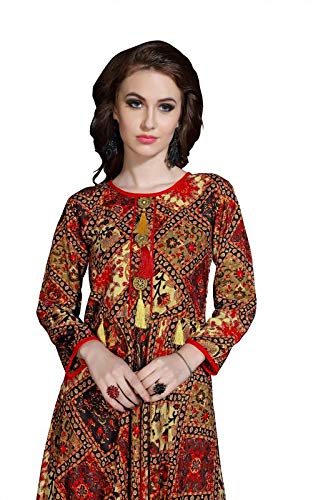 printed cotton rayon blend anarkali gown