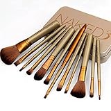 NAKED 3 Professional 12pcs Wood Handle Eye Shadow Cosmestics Makeup Brushes Tool Set with Bag NK3